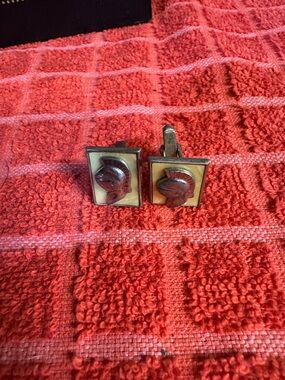 Vintage Men’s Cufflinks with Red Trojan Helmet Accent